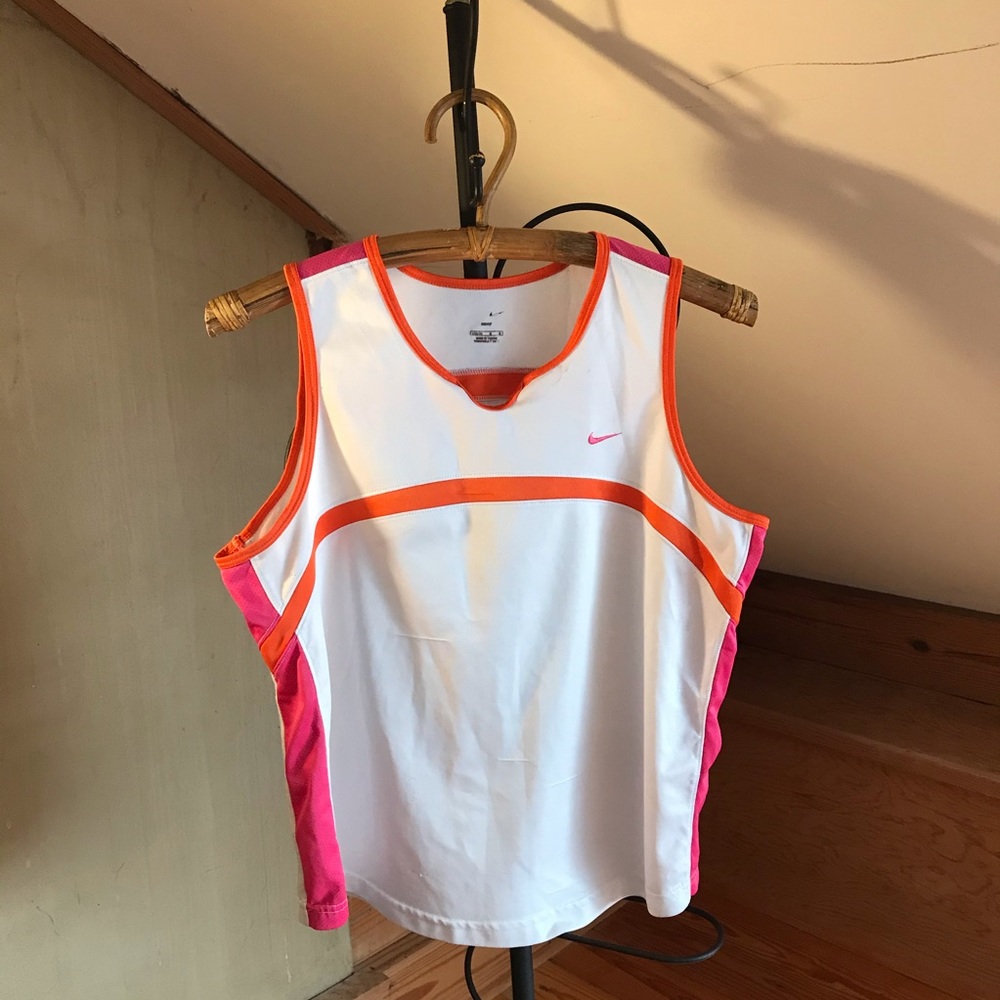 Nike White Pink Orange Work Out Top, EUC, L